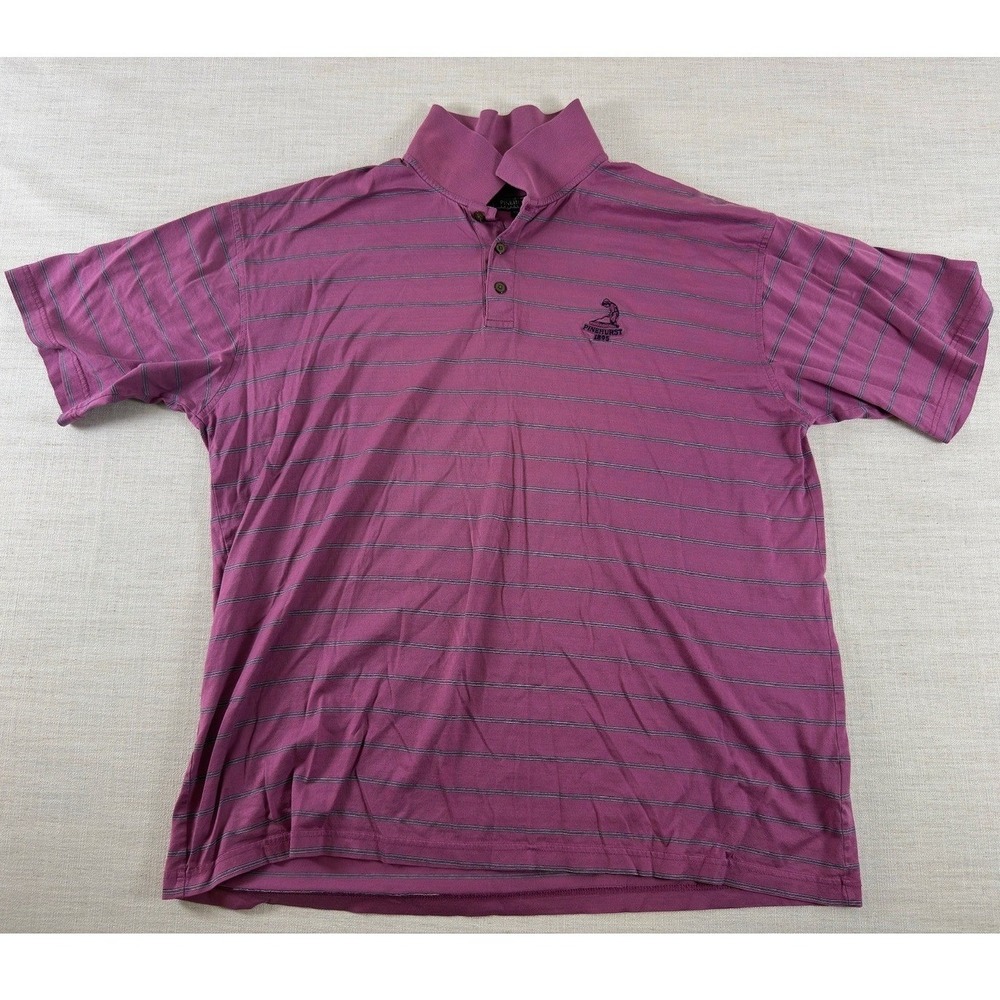 Pinehurst Collection 1895 Golf Polo Mens XL Purple Striped Mercerized Cotton